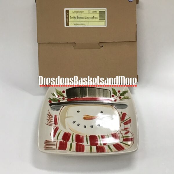 Longaberger Top Hat Snowman Luncheon Plate NIB