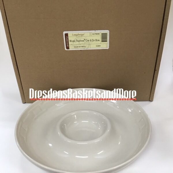 Ivory Longaberger Chip & Dip Bowl NIB
