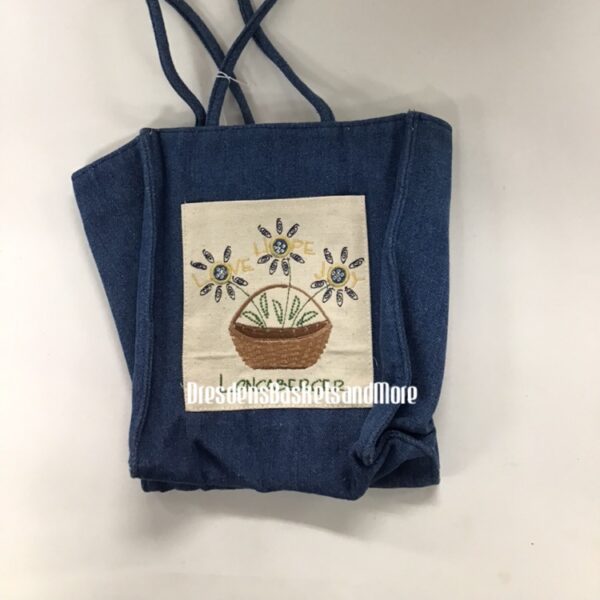 Longaberger Denim Tote Crocus with Flowers