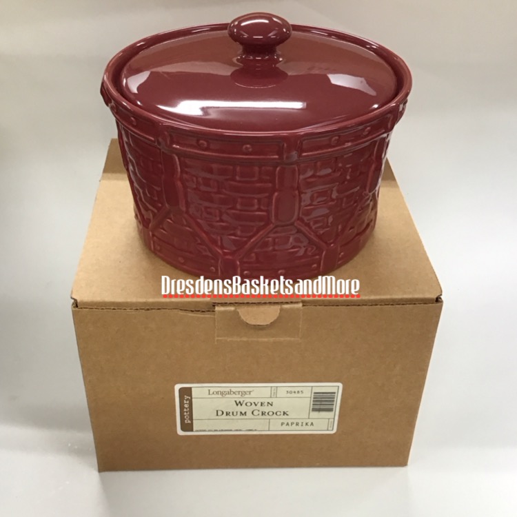 Longaberger Paprika Drum Crock NIB