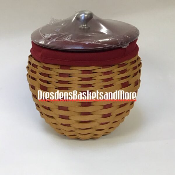 Longaberger 2005 Large Strawberry Warm Brown/Red Basket w/ Liner & Lid