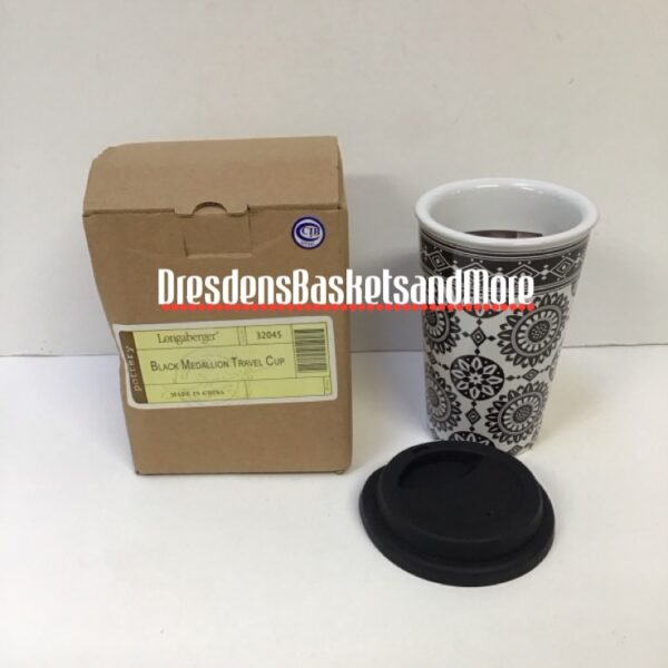 Longaberger Black Medallion Travel Cup NIB