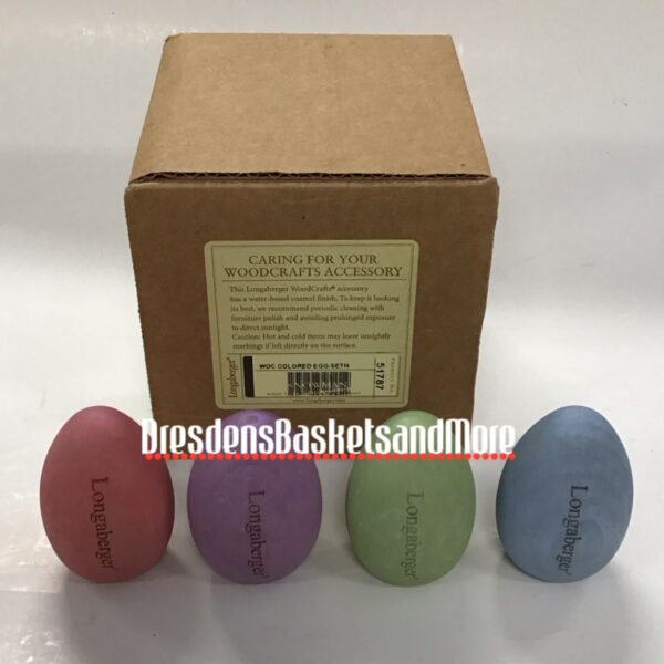 Longaberger Woodcrafts Wooden Colored Eggs Set of 4 NIB