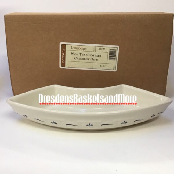 Longaberger Woven Traditions Classic Blue Crescent Dish NIB