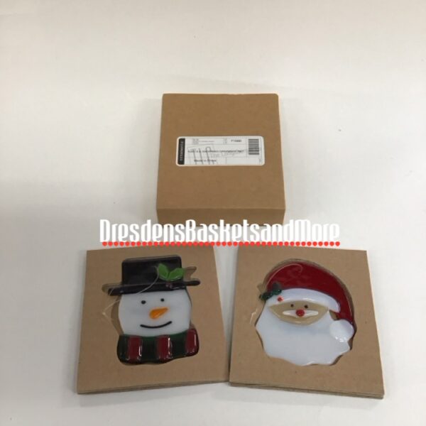 Longaberger Santa & Snowman Ornament Set NIB