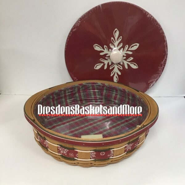 Longaberger 2010 Holiday Hostess Large Falling Snow Basket Combo w/ Woodcrafts Lid