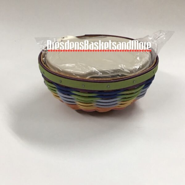 Longaberger Summertime Stripe Buffet Buddy Basket w/ Lidded Protector