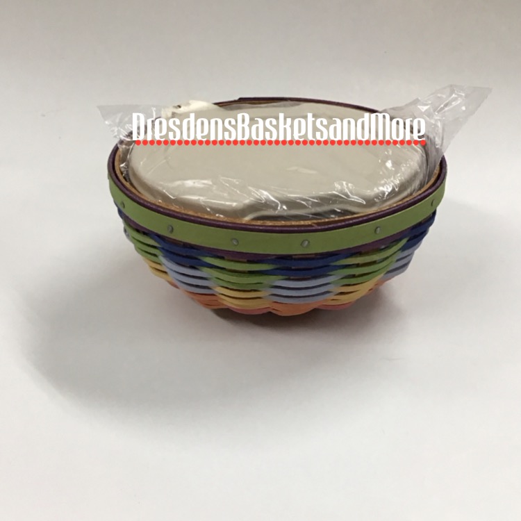 Longaberger Summertime Stripe Buffet Buddy Basket w/ Lidded Protector