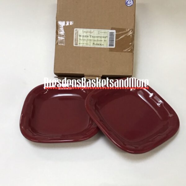 Longaberger Paprika Square Appetizer Plates Set of 2 NIB