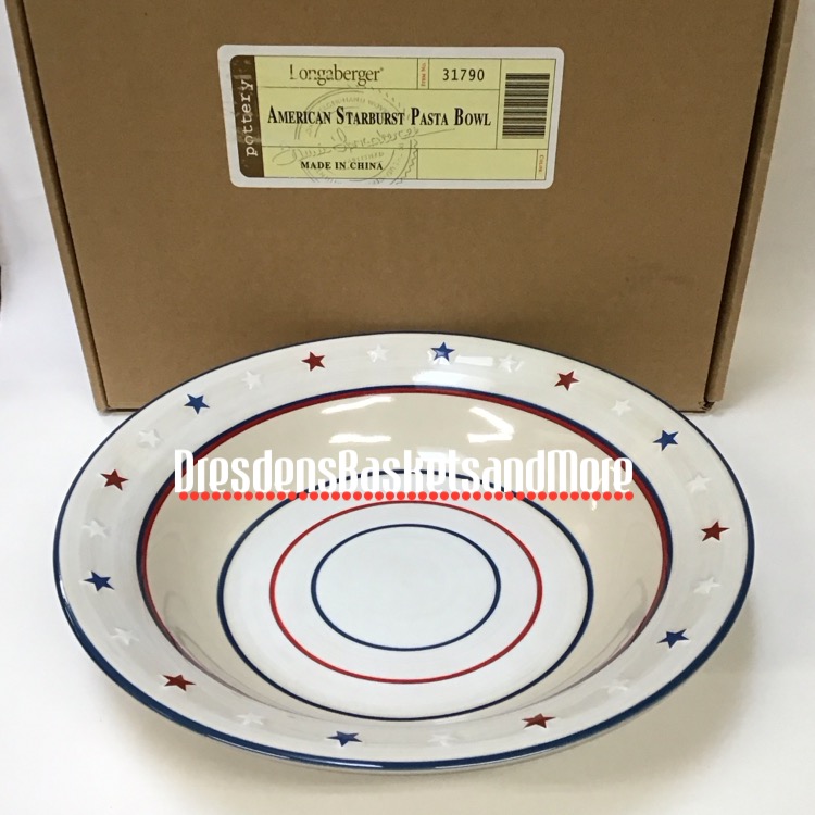 Longaberger American Starburst Pasta Bowl NIB