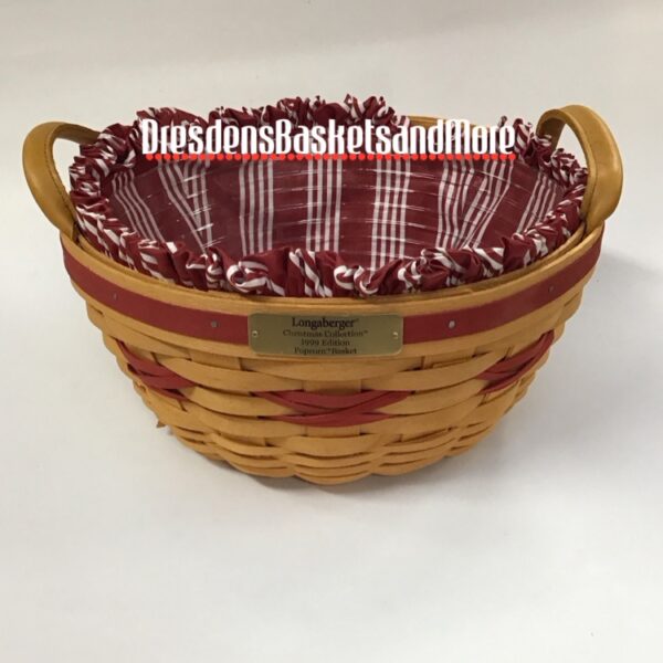 Longaberger 1999 Christmas Popcorn Basket Combo