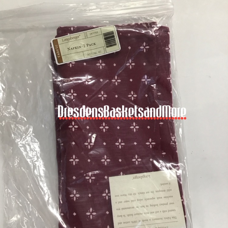 Longaberger Traditional Red Napkins Set Of 2 NIP