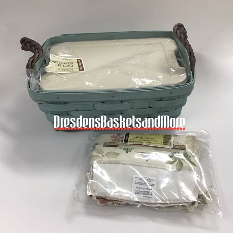 Longaberger 2008 Soft Aqua Small Serving Basket Combo