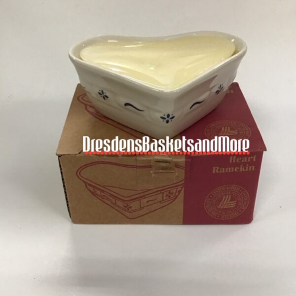 Longaberger Classic Blue Heart Ramekin w/ Candle NIB