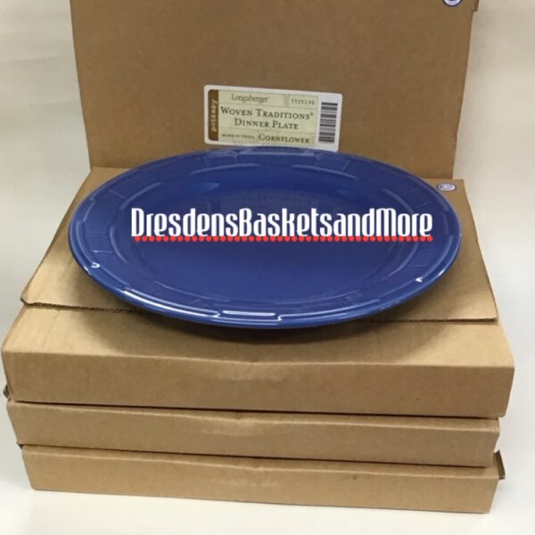 Longaberger Cornflower Set of 4 Dinner Plates NIB's
