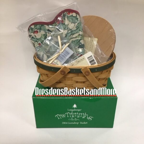 Longaberger 2004 Tree Trimming Green Gumdrop Basket Set NIB