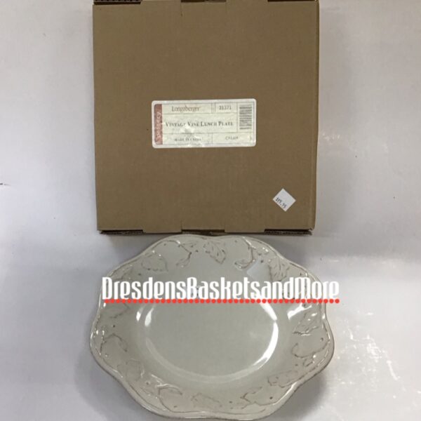 Longaberger Vintage Vine Cream Luncheon Plate NIB