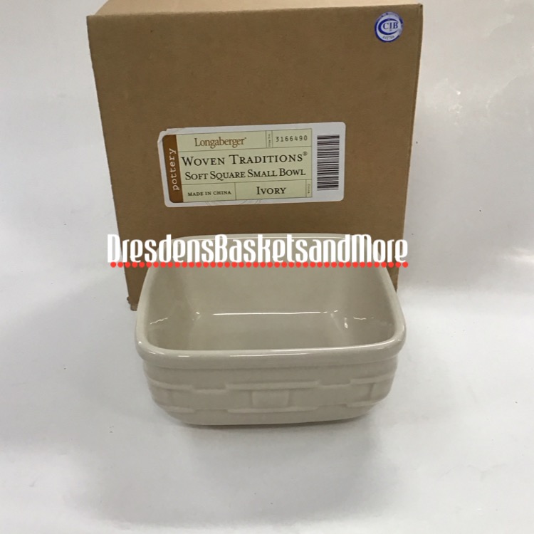 Longaberger Soft Square Ivory Small Bowl NIB