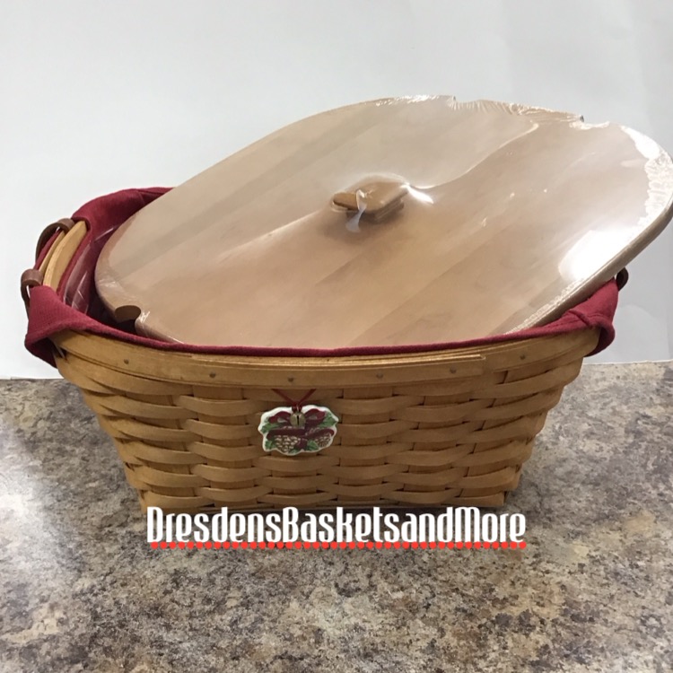 Longaberger 2005 Hostess Garland Warm Brown Basket Combo w/ Woodcrafts Lid & Tie On*