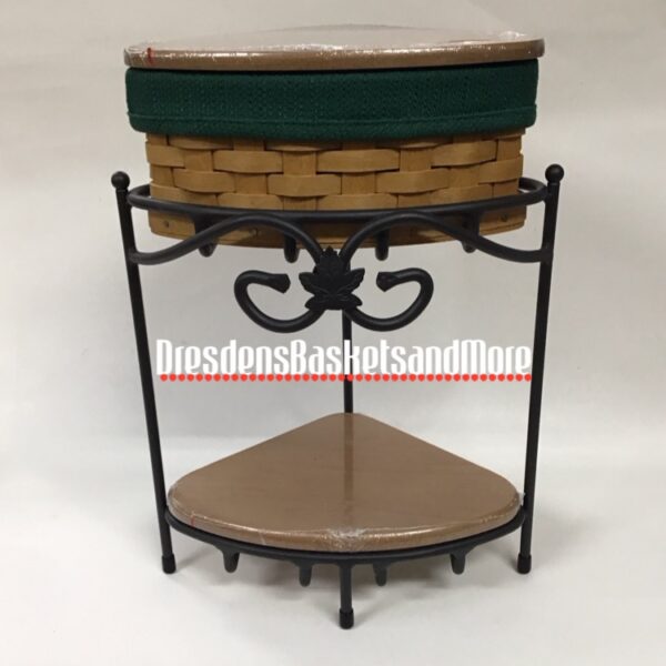 Longaberger Wrought Iron Countertop Corner Stand W/ 1 Shelf & 1 Corner Basket Set