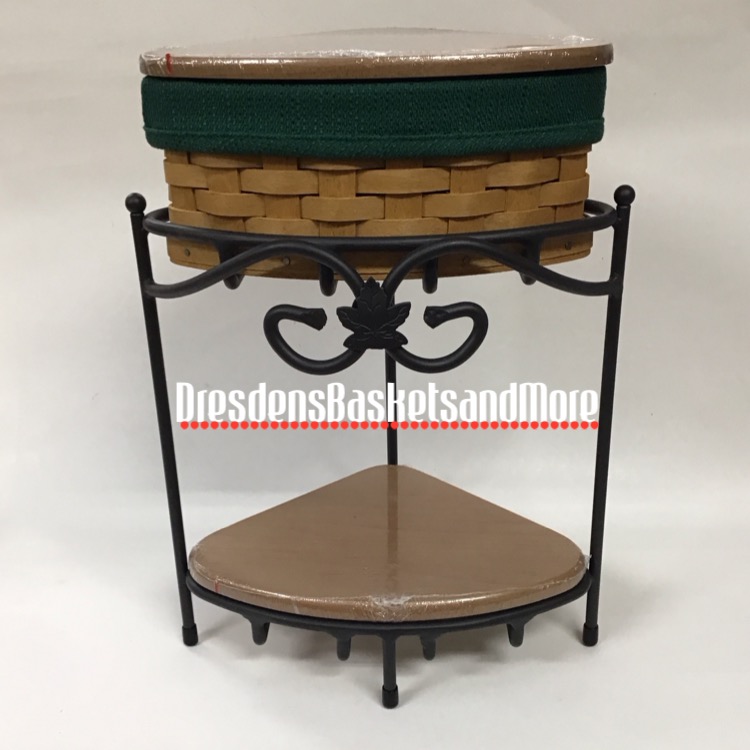 Longaberger Wrought Iron Countertop Corner Stand W/ 1 Shelf & 1 Corner Basket Set
