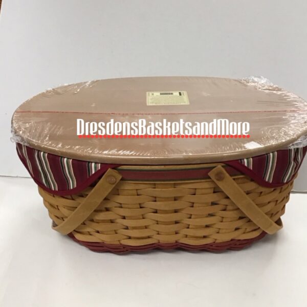 Longaberger 2004 Holiday Hostess Greetings Red Basket Combo w/ Woodcrafts Lid