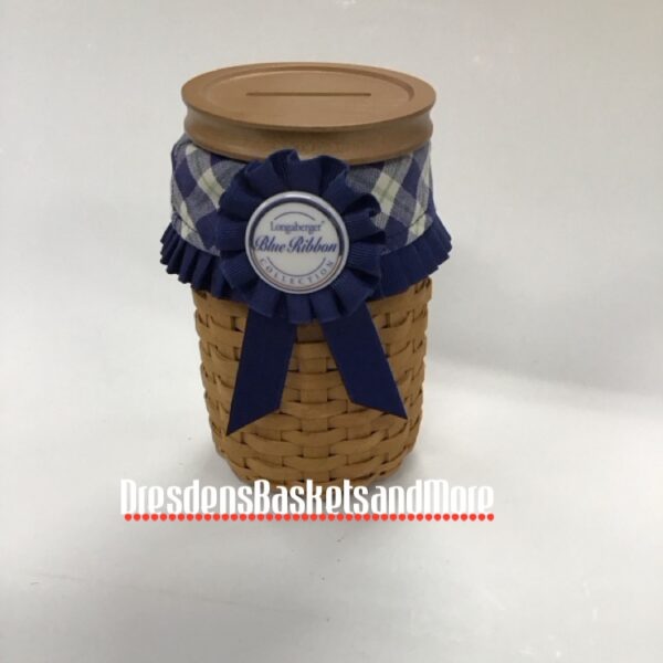Longaberger 2003 Blue Ribbon Pride Combo w/ Bank Lid & Ribbon Tie On