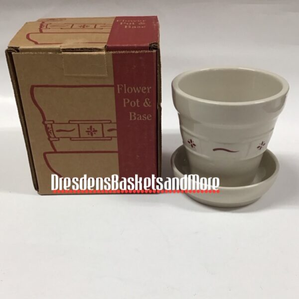 Longaberger Traditional Red Medium Flower Pot NIB