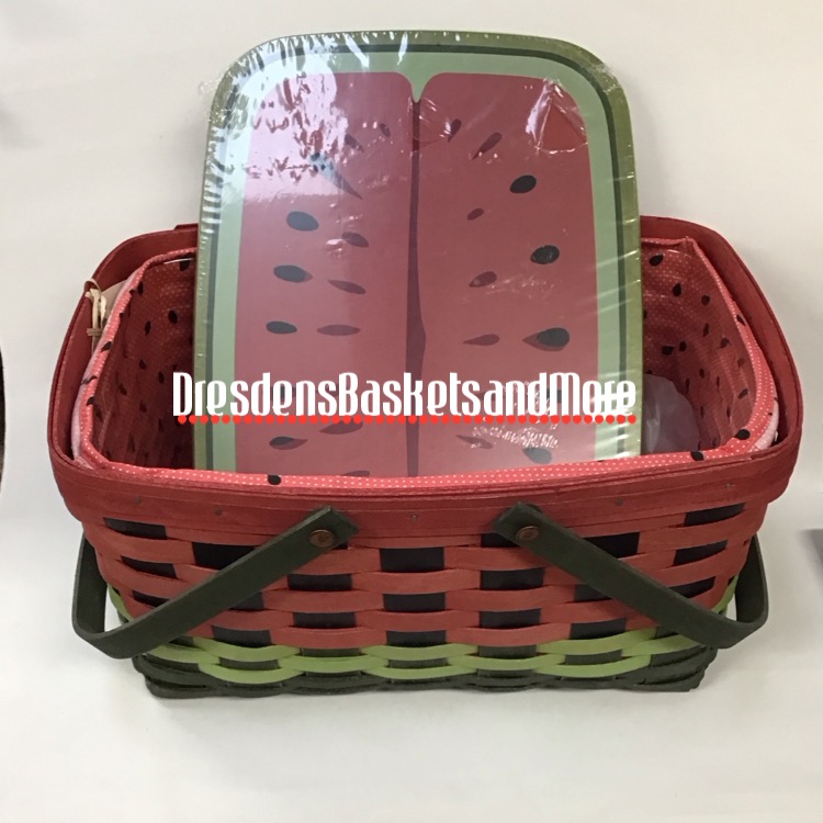 Longaberger 2010 Watermelon Medium Market Basket Combo w/ Woodcrafts Lid