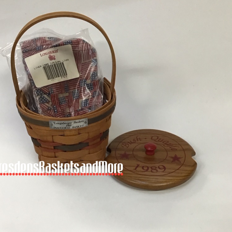 Longaberger 1989 Inaugural Basket Combo w/ Custom Lid