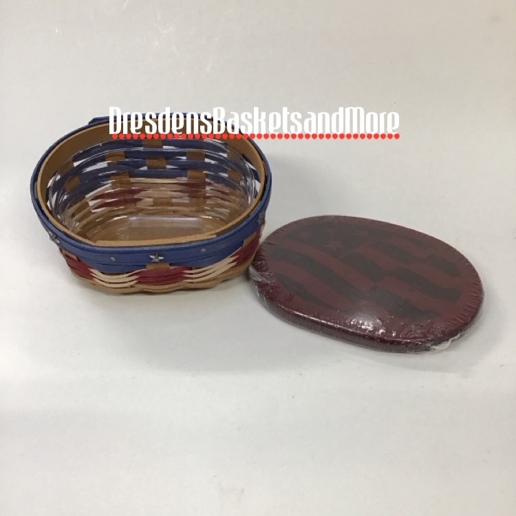 Longaberger 2009 American Celebrations Stars & Stripes Basket w/ Protector & Woodcrafts Lid
