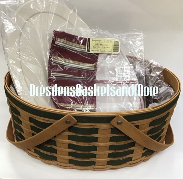 Longaberger 2007 Holiday Hostess Goodies Green Basket Combo