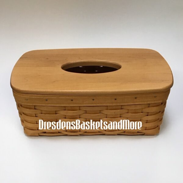 Longaberger 2000 Long Tissue Basket w/ Protector & Woodcrafts Lid