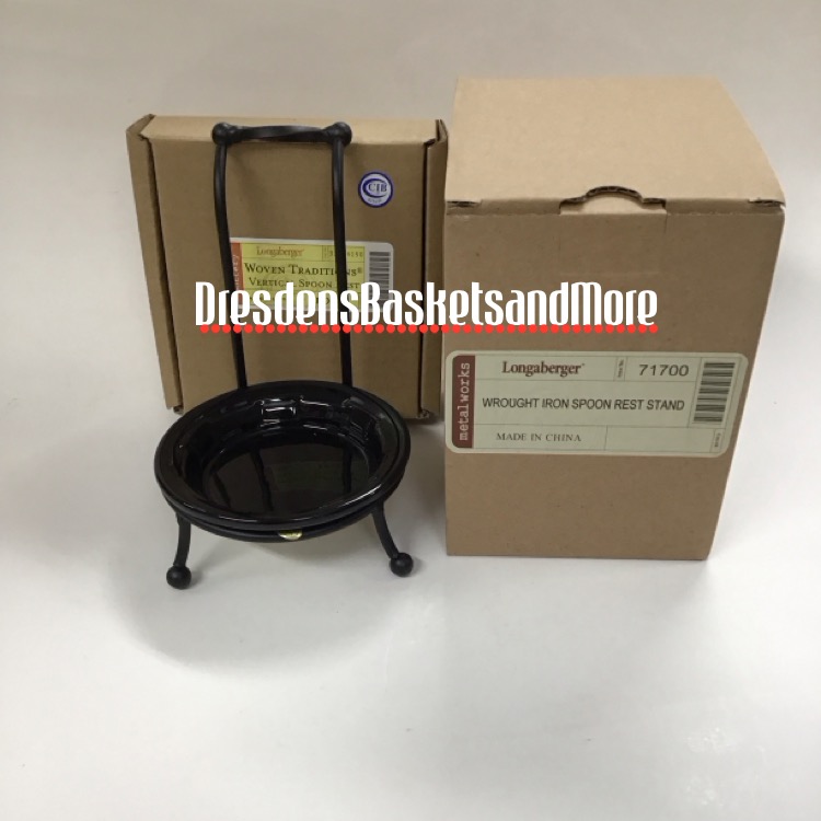 Longaberger Vertical Spoon Rest Wrought Iron & Ebony Dish NIB