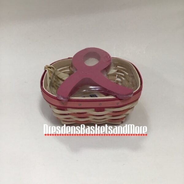 Longaberger 2015 Horizon of Hope Whitewashed Basket w/ Protector & Ribbon Topper