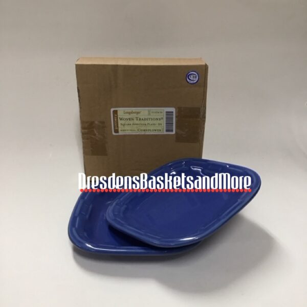 Longaberger Cornflower Square Appetizer Plates Set of 2 NIB