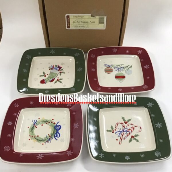 Longaberger All The Trimmings Plates Set of 4 NIB