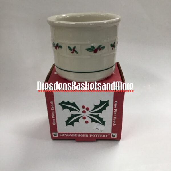 Longaberger Traditional Holly 1 Pint Crock NIB