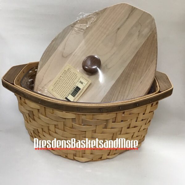 Longaberger 2006 Heartwood Serving Bowl Basket w/ Protector & Woodcrafts Lid