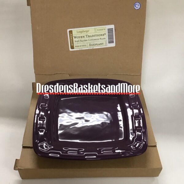 Longaberger Eggplant Soft Square Luncheon Plates Set of 2 NIB