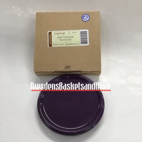 Longaberger Eggplant Lid/Coaster NIB