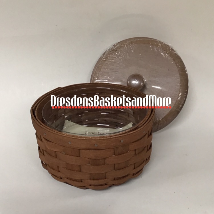 Longaberger 2006 Round Coaster Basket w/ Protector & Woodcrafts Lid