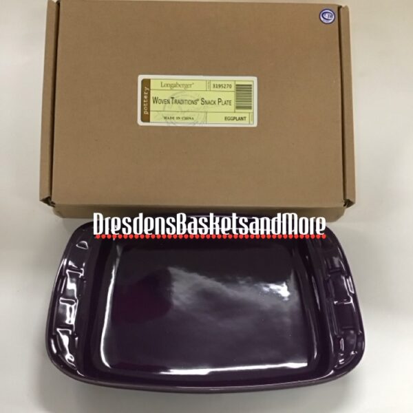 Longaberger Eggplant Woven Traditions Snack Plate NIB