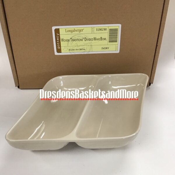 Divided Wave Longaberger Woven Traditions Ivory Bowl