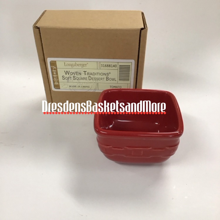Longaberger Tomato Soft Square Dessert Bowl NIB