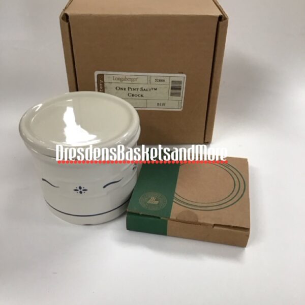 Classic Blue Longaberger 1 Pint Crock w/ Lid NIB
