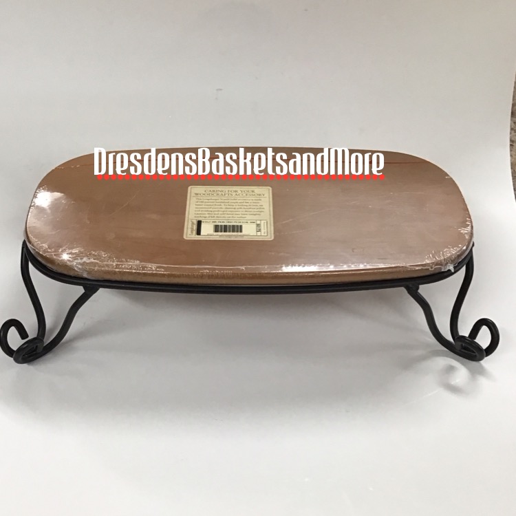 Longaberger Wrought Iron Divided Dish Pedestal Stand w/ Woodcrafts Shelf
