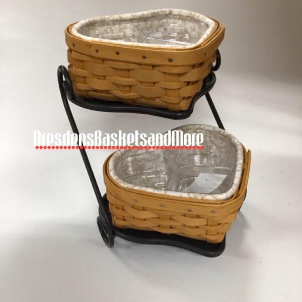 Longaberger Sweetheart Little Love Baskets & Stand Set