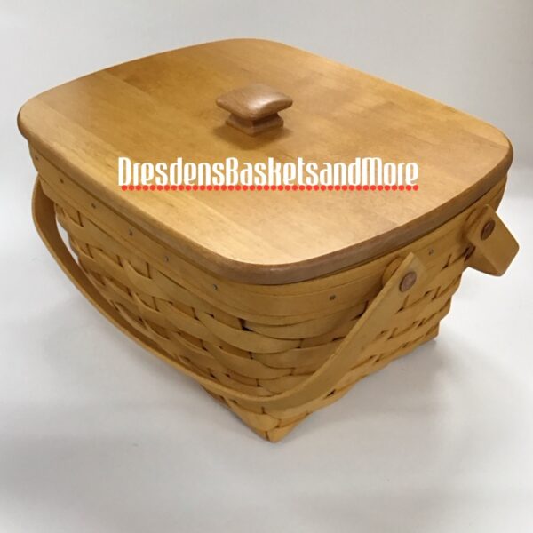 Longaberger 2001 Sewing Notions Basket w/ Protector & Woodcrafts Lid