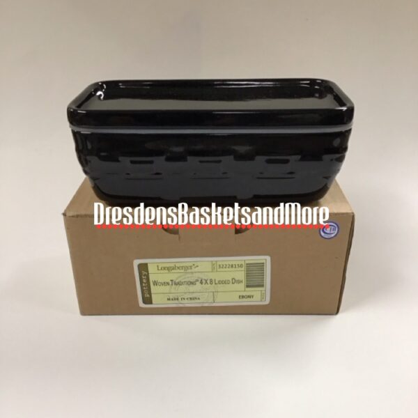 Ebony Longaberger 4x8 Lidded Dish NIB